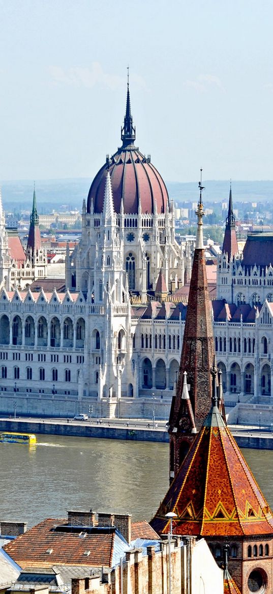 hungary, city, houses, sky, clouds