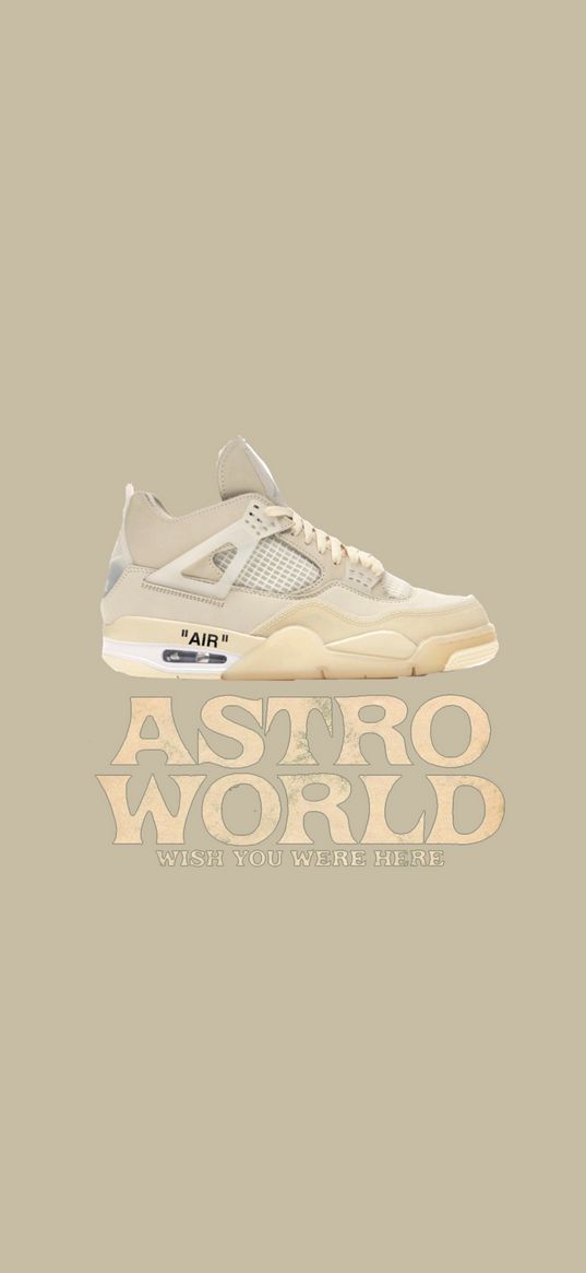 jordan, astroworld, off white, logo, lettering, sneaker, white, beige background