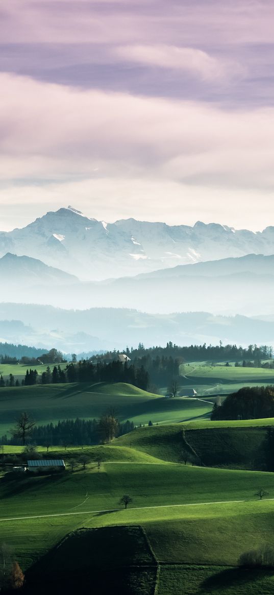 нsky, mountains, summer, peaks, clouds, green