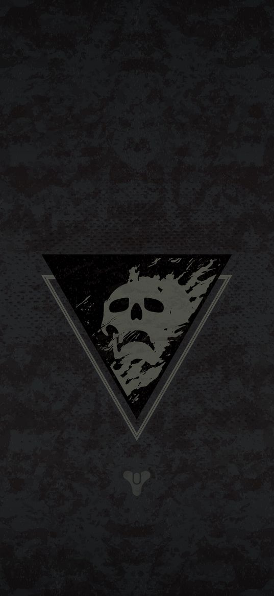 destiny 2, game, skull, triangle, logo, emblem, dark background