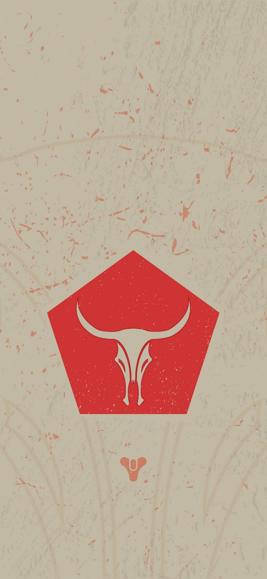 destiny 2, game, buffalo, skull, emblem, logo, red, beige background