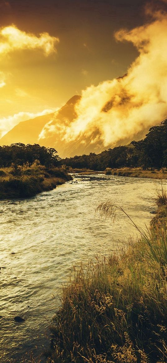 river, mountains, beautifully