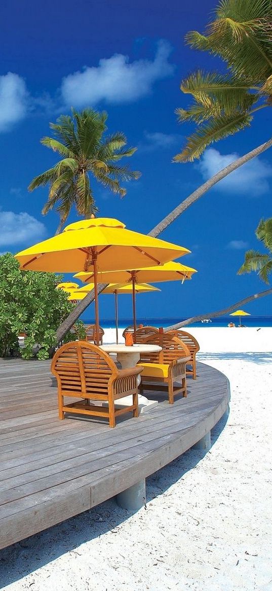 clouds, chairs, maldives, architecture, beach