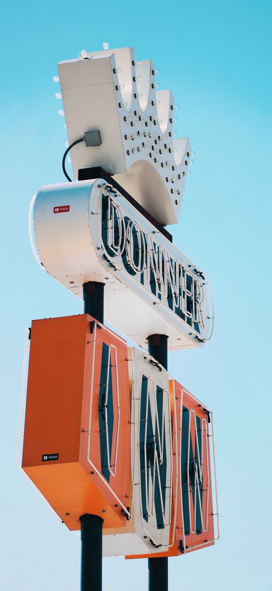 signboard, blue sky, minimalism