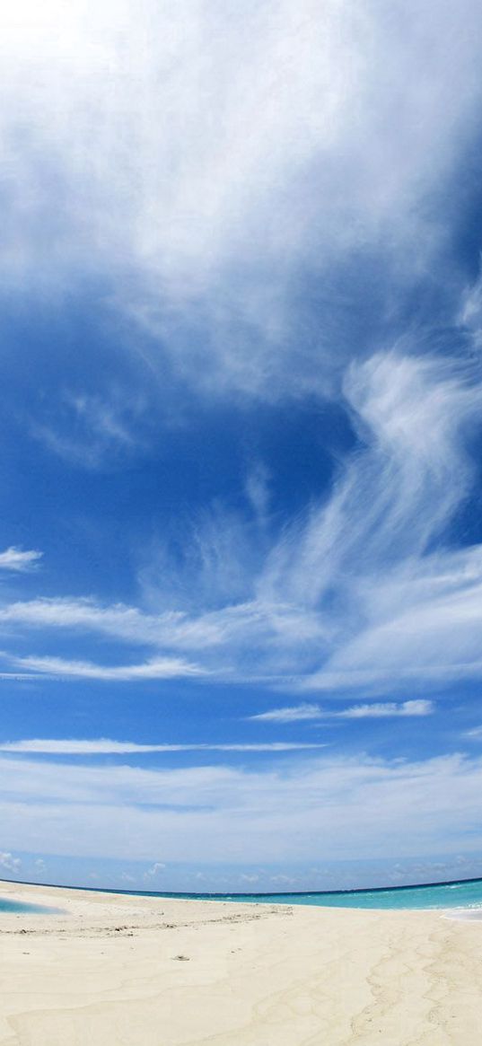 sky, clouds, beach, gulf, ship, review corner, optical illusion