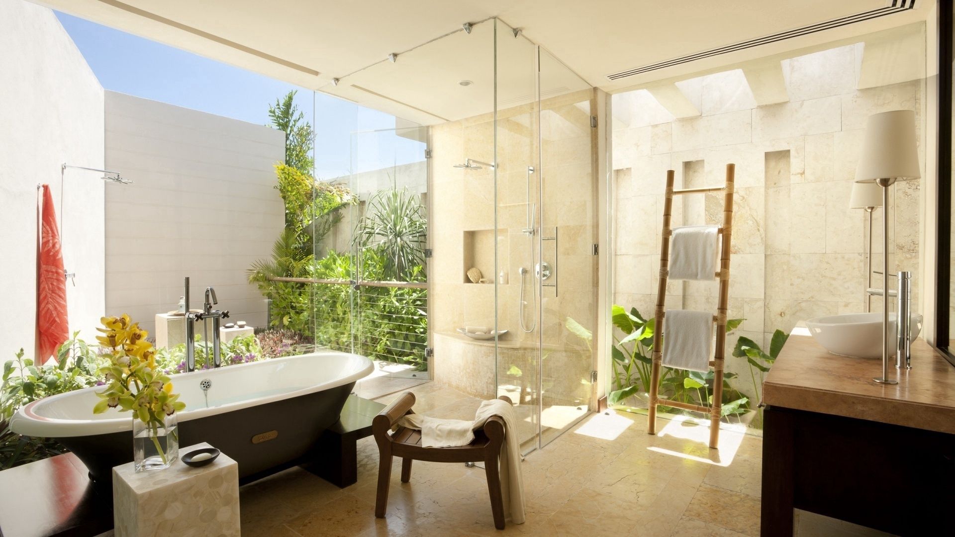 amazing bathroom, towel, shower, glass