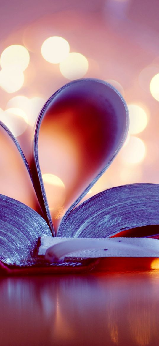 book, bokeh, page, bookmark, heart