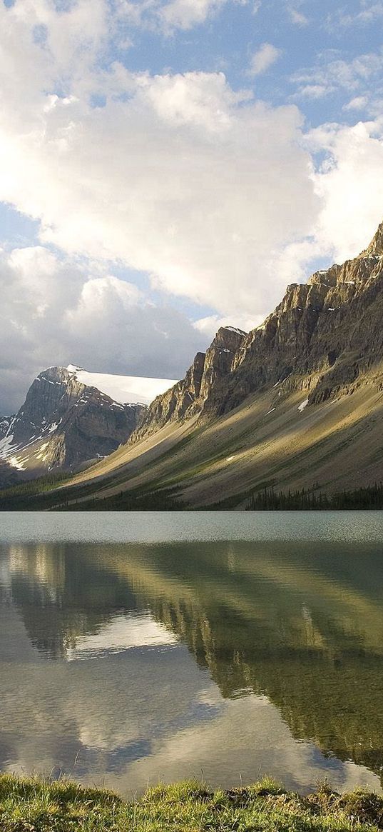 mountains, coast, tree, lake, canada, reflection, mirror