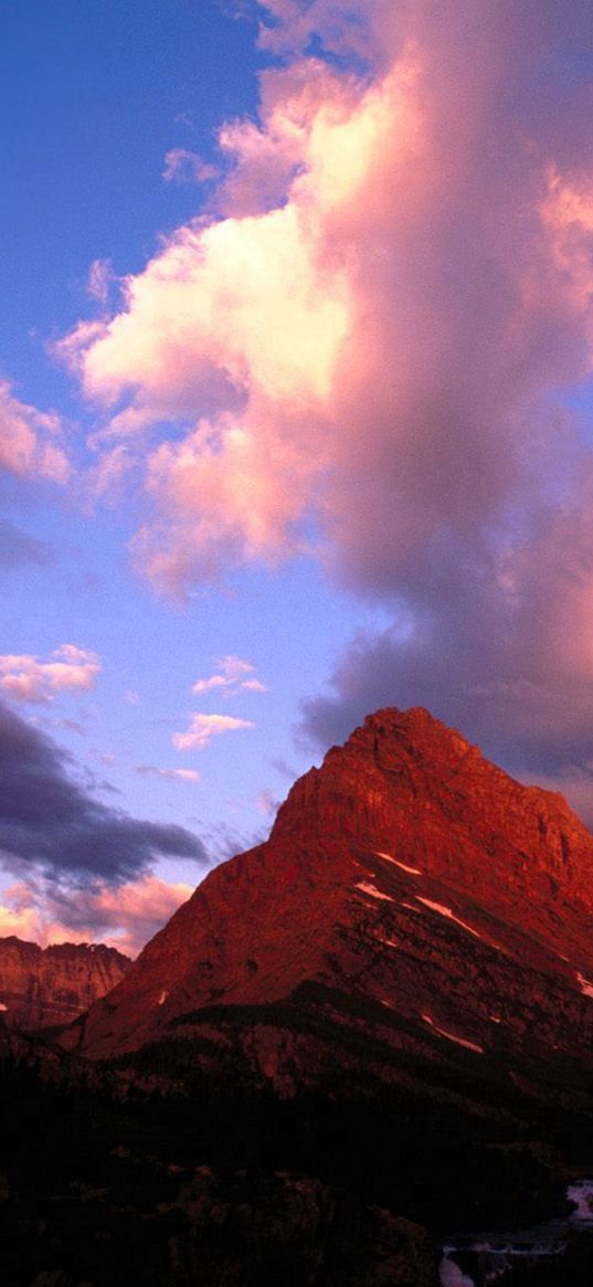 mountains, montana, clouds, sky, evening, national park