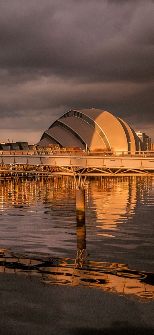 scotland, glasgow, river, bridge, building