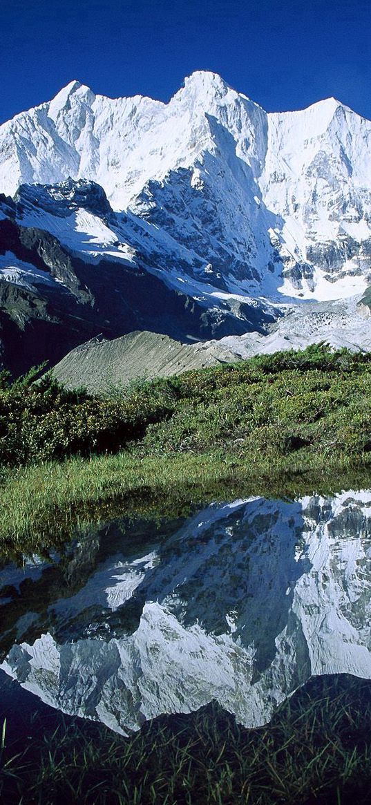 mountains, tibet, top, lake, reflection