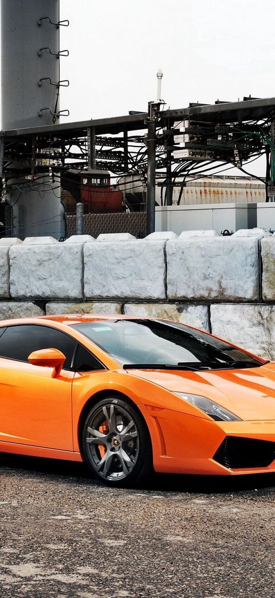 lamborghini, orange, car, style