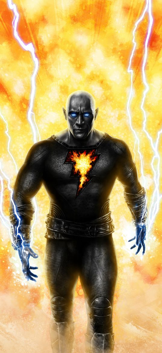 black adam, supervillain, dc, movie, dwayne johnson, the rock, actor, lightning