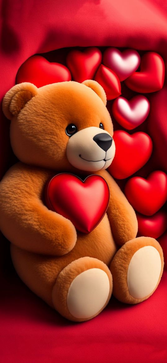 teddy bear, toy, hearts, valentine's day, holiday