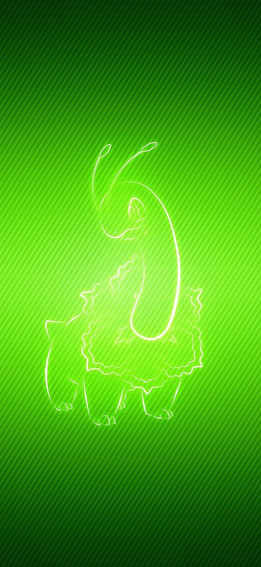 pokemon, green background, meganium