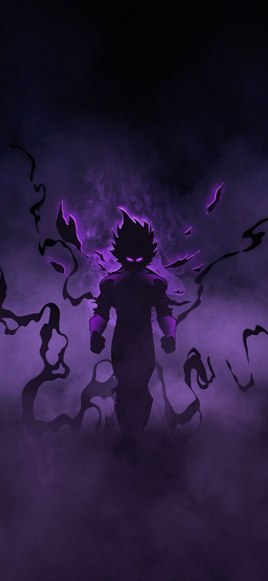 goku, dragon ball, purple, anime, character, darkness, art