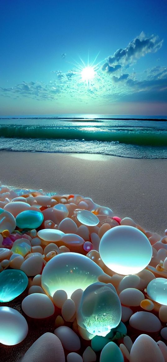 stones, beach, sand, water, art