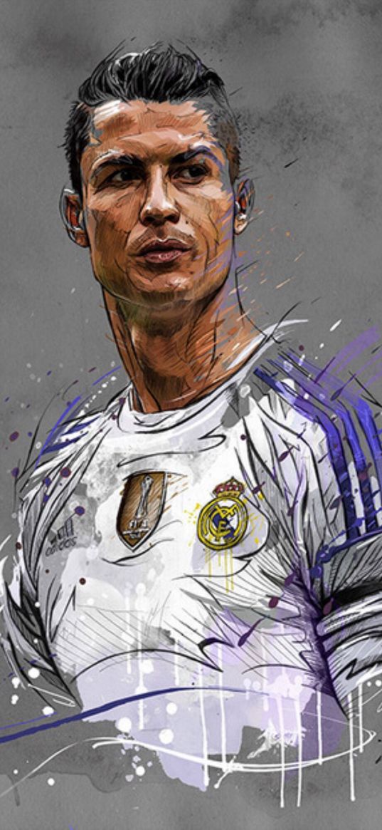 ronaldo cristiano, football player, football, portrait, art