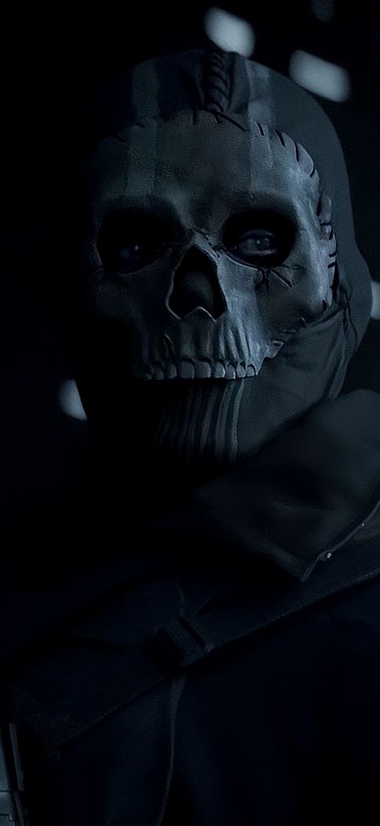 ghost, call of duty, game, character, special forces, soldier, mask, skull, dark, art