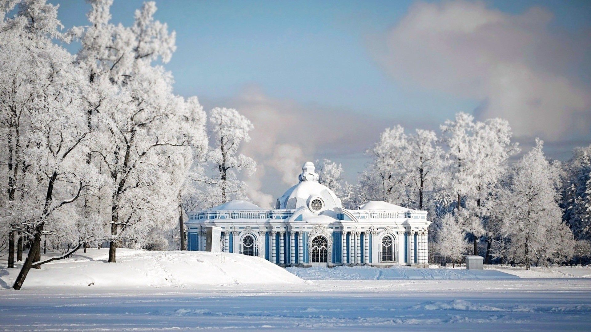 nature, snow, winter, city, temple