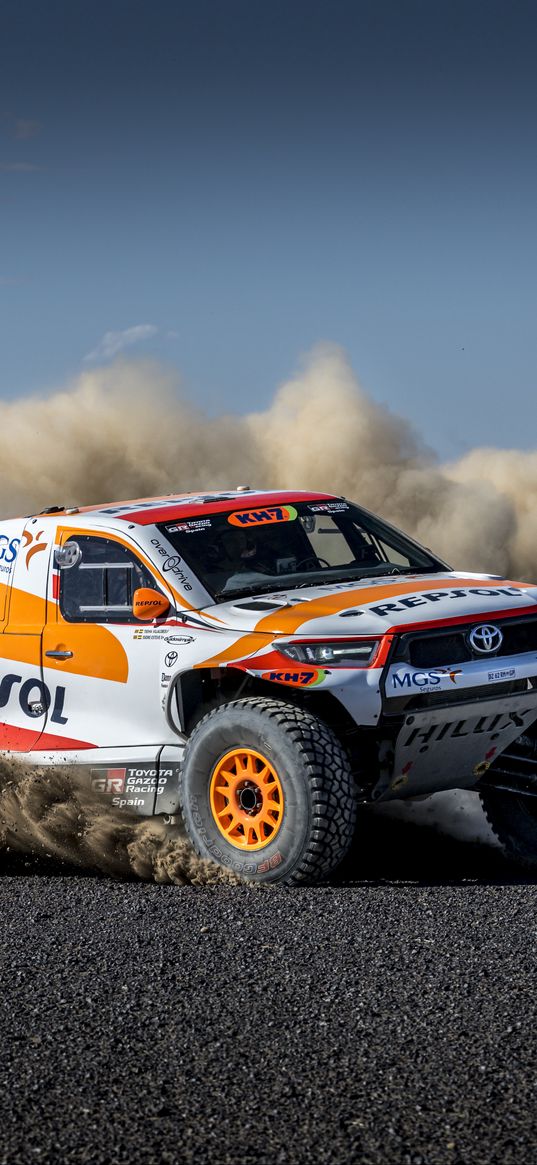 toyota hilux, toyota, car, rally, dust