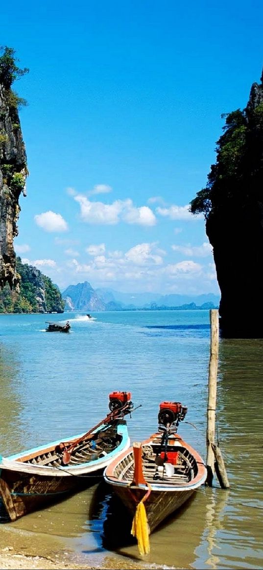 thailand, beach, tropical, sea, boats