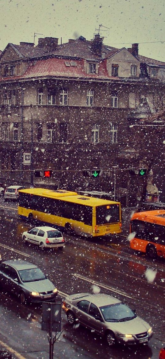 city, transport, sky, snow