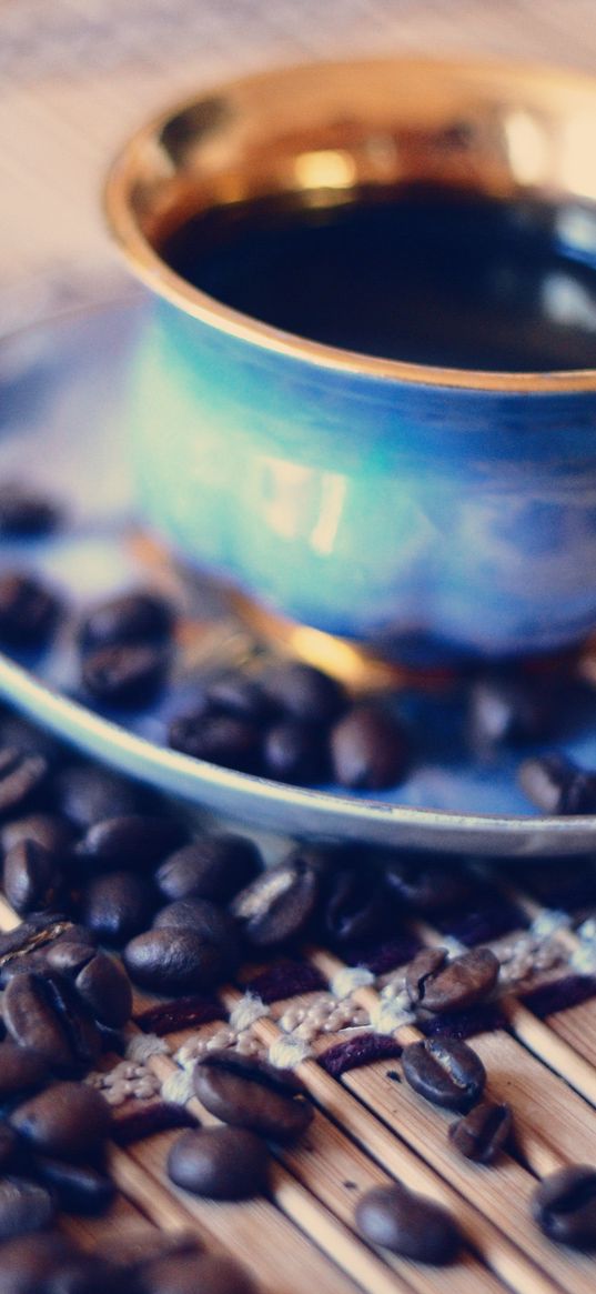 coffee beans, coffee cup, morning, close-up