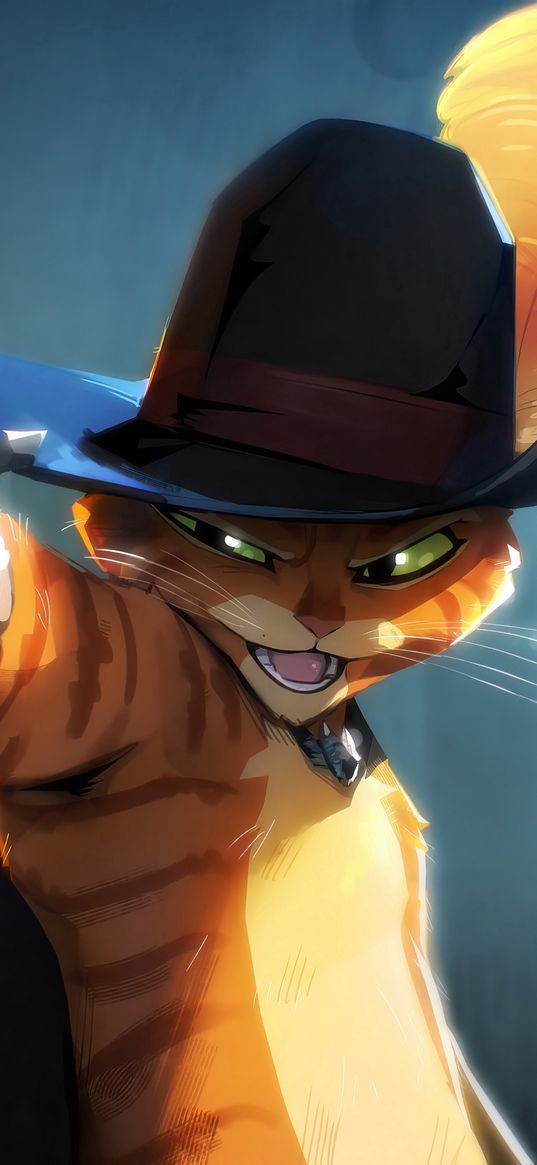 puss in boots, cartoon, character, cat, hat, sword, art