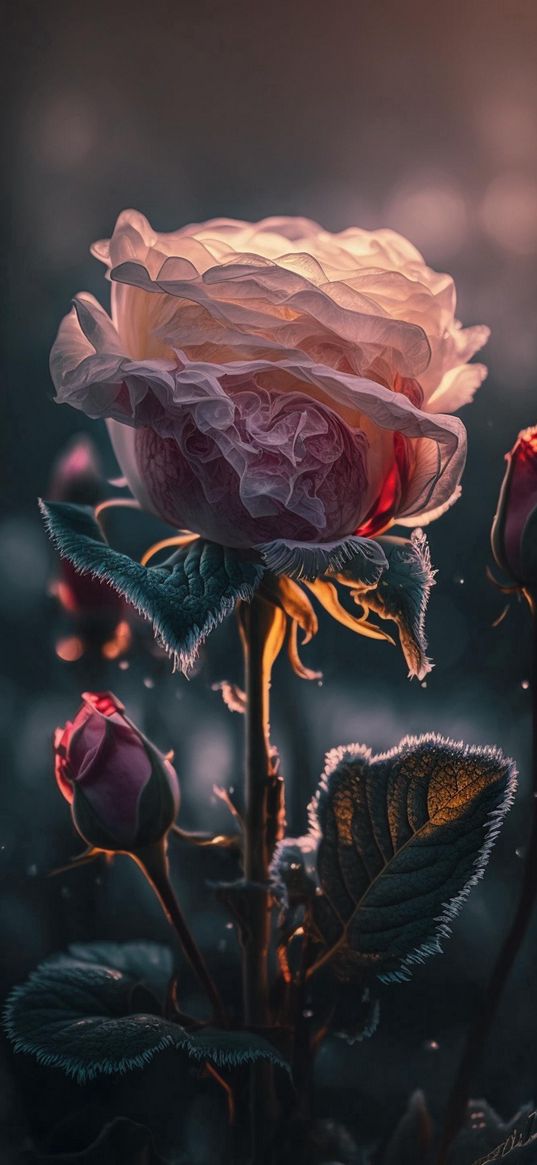 rose, art, flower, orange, beauty