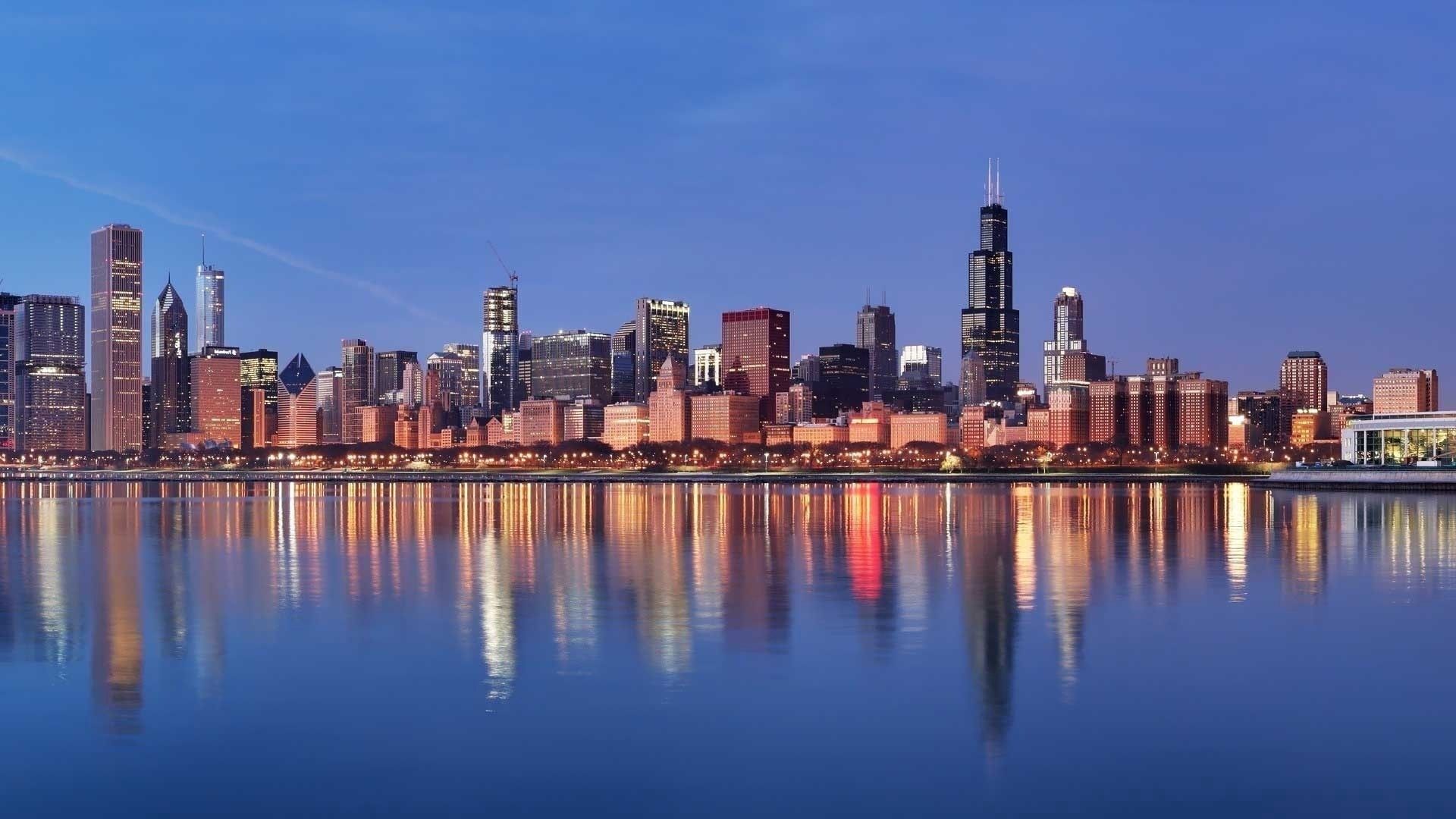 michigan, city, river, skyscrapers