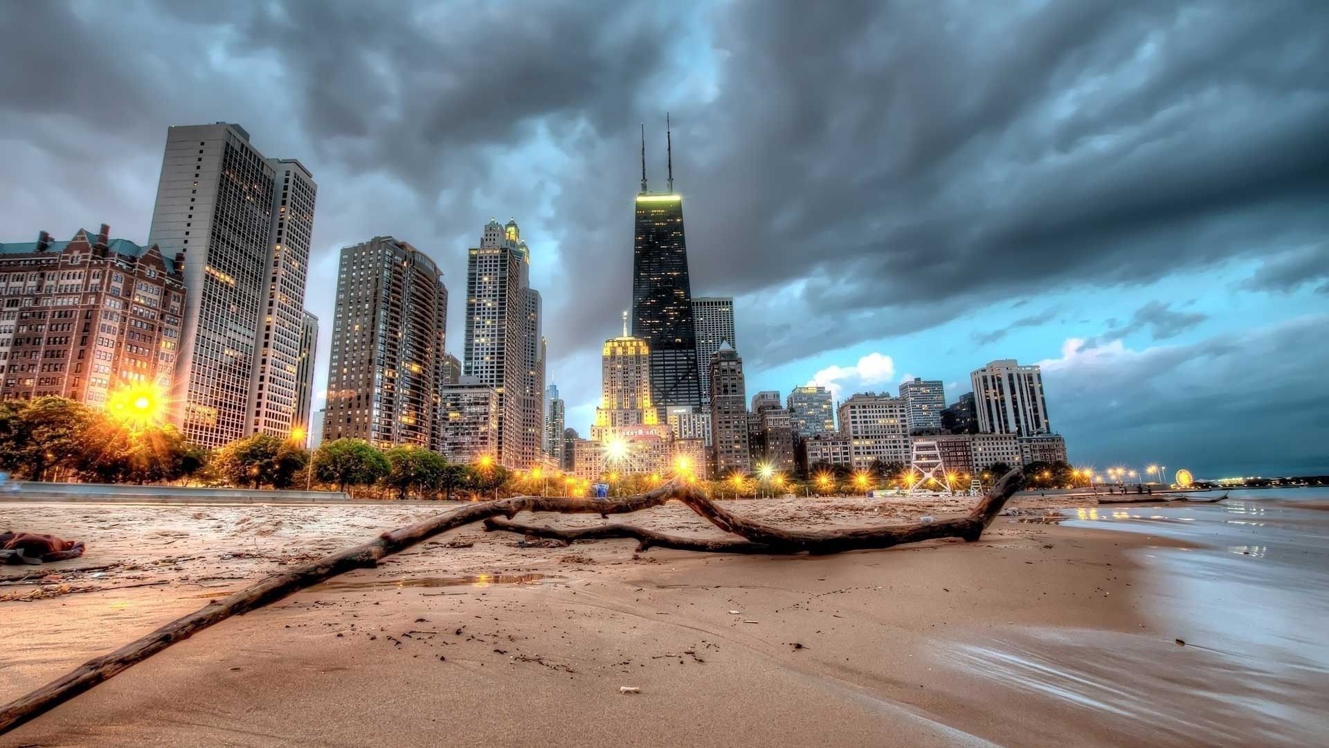 chicago, skyscraper, beach