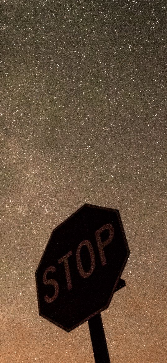 sign, stop, milky way, night