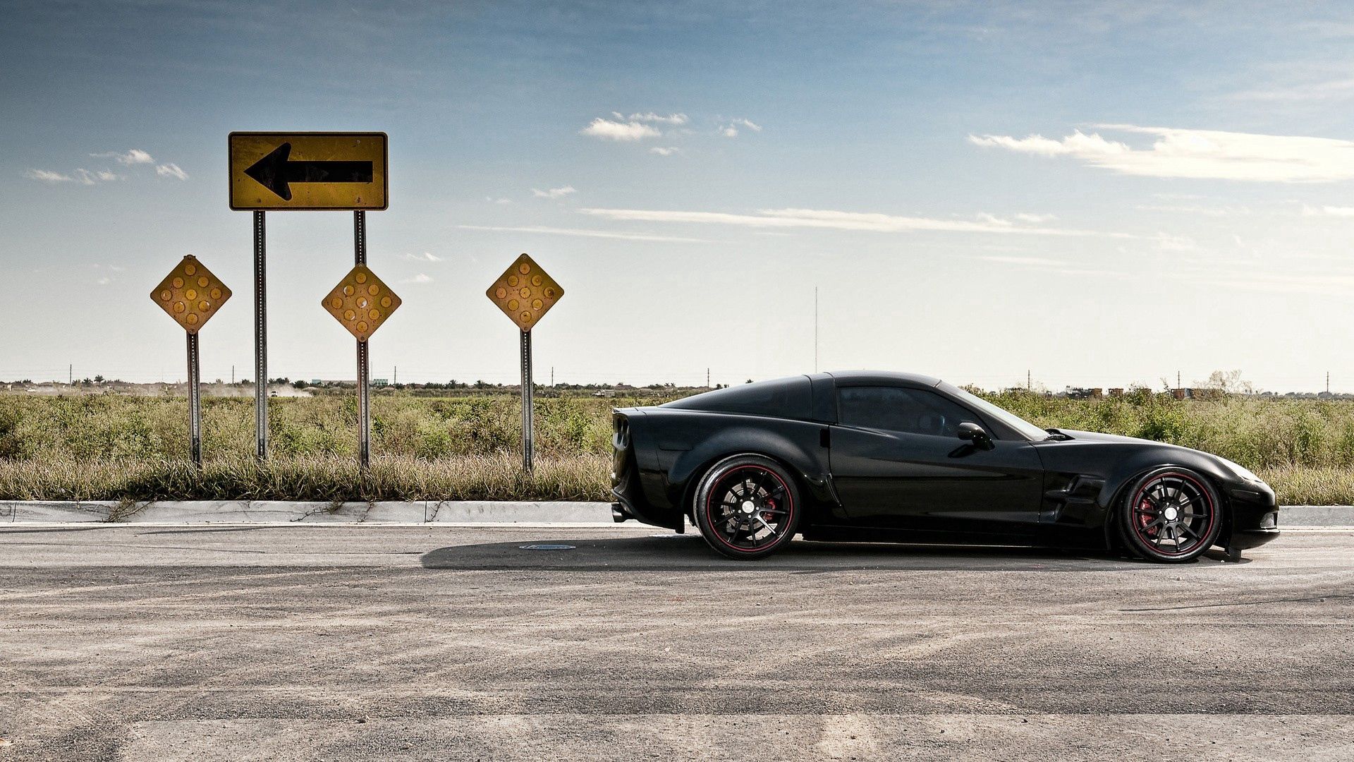 road, traffic, auto, black, corvette