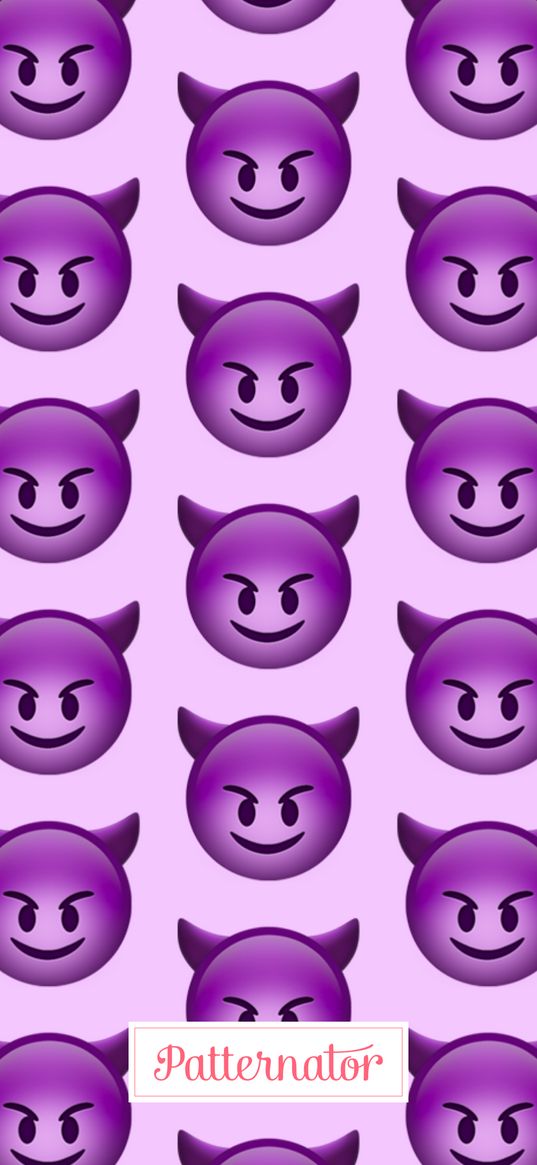 smiley face, devil, purple, pattern