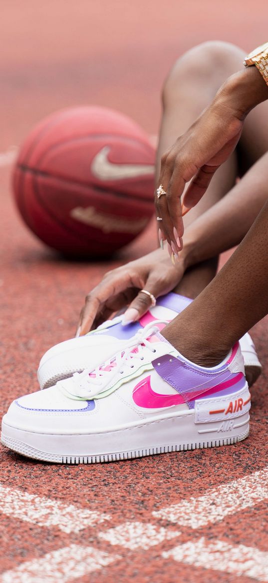 ball, sneakers, basketball, sportswoman, sport, nike, air