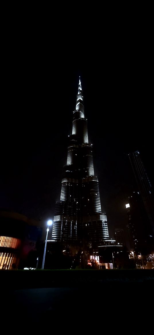 burj khalifa, skyscrapers, night, lights, dubai