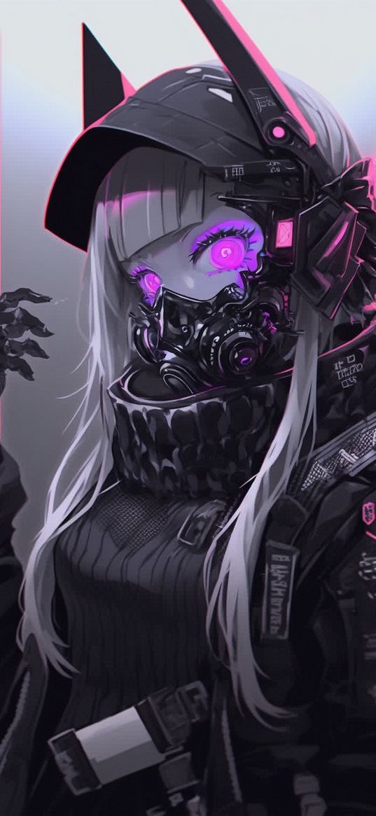 girls frontline, glowing eyes, mask, silver hair, futuristic