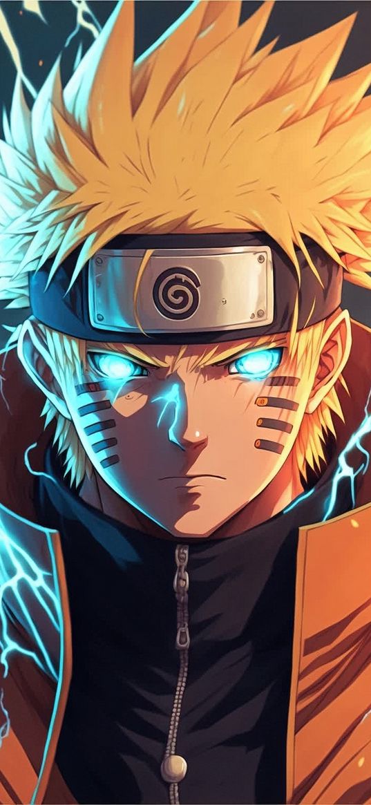 naruto uzumaki, naruto, anime, fanart, blue eyes, glowing eyes