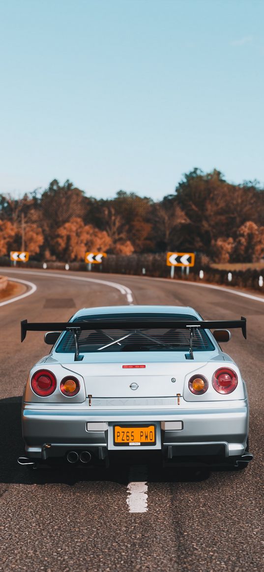 nissan, skyline, r34, car, road