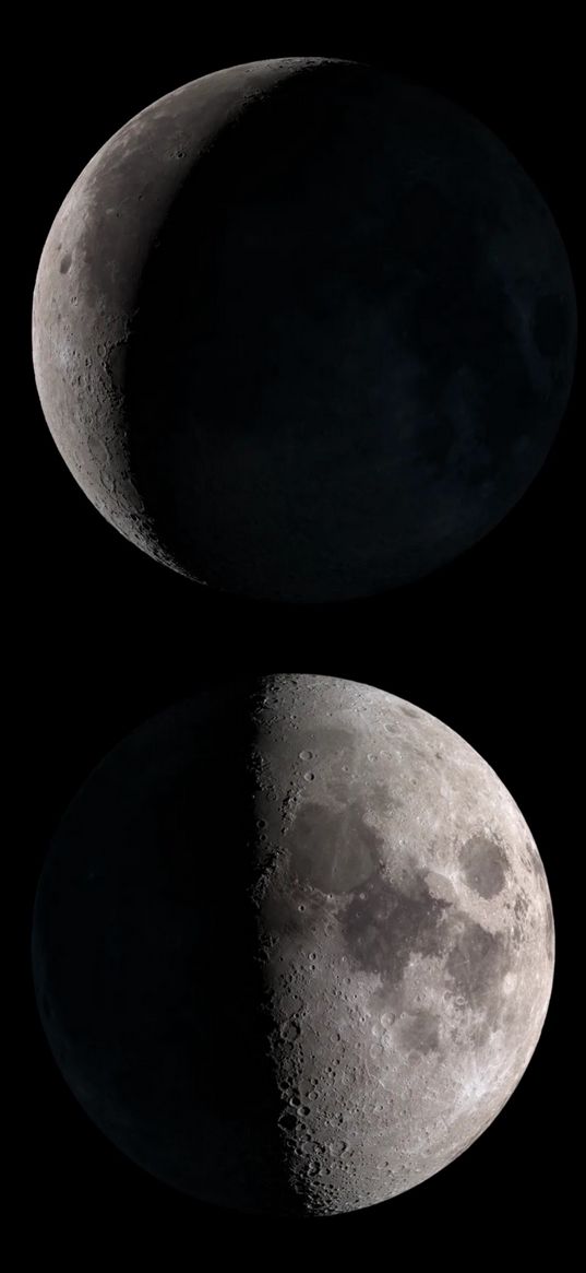 moon, phases, shadow, darkness, space