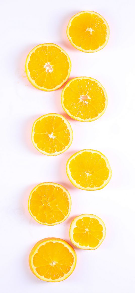 oranges, citruses, slices, white background