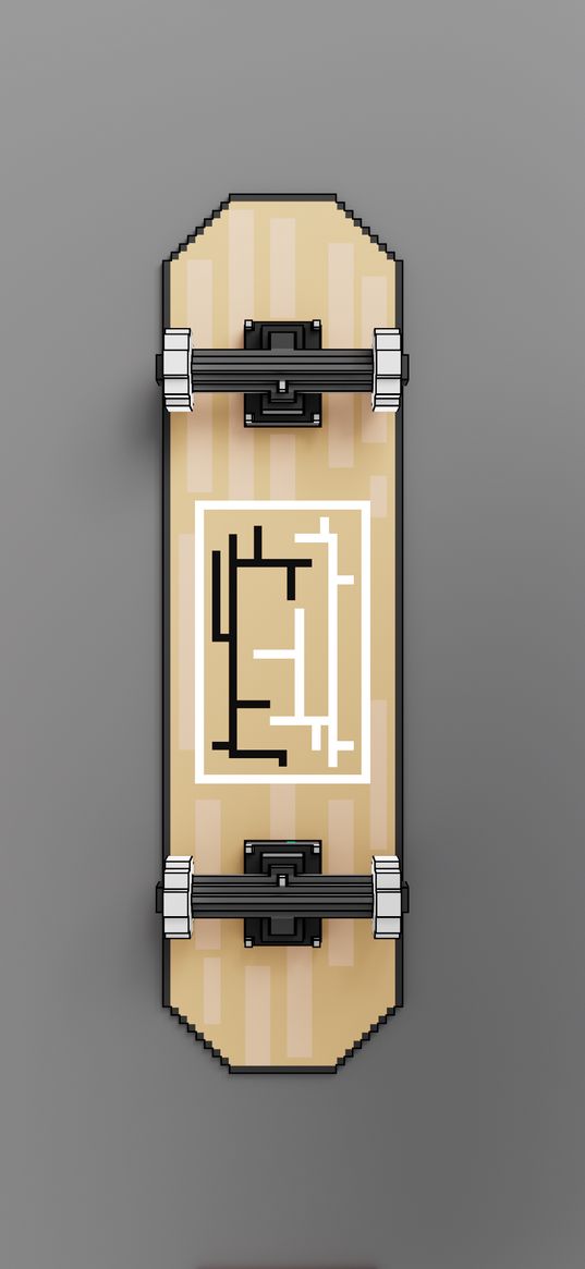 skateboard, drawing, pixels, gray background, art