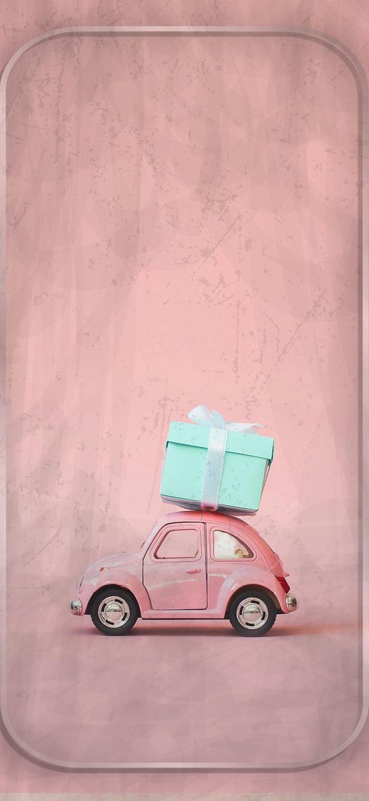 car, frame, gift, box, pink, texture