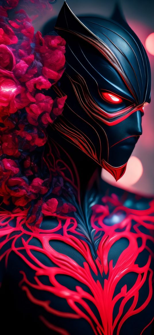 creature, patterns, flowers, red, black