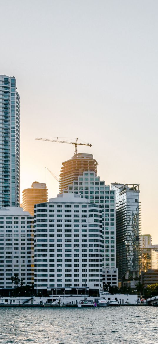 buildings, construction, houses, embankment, sea, city