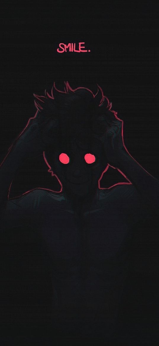 black, glowing eyes, anime boy, red