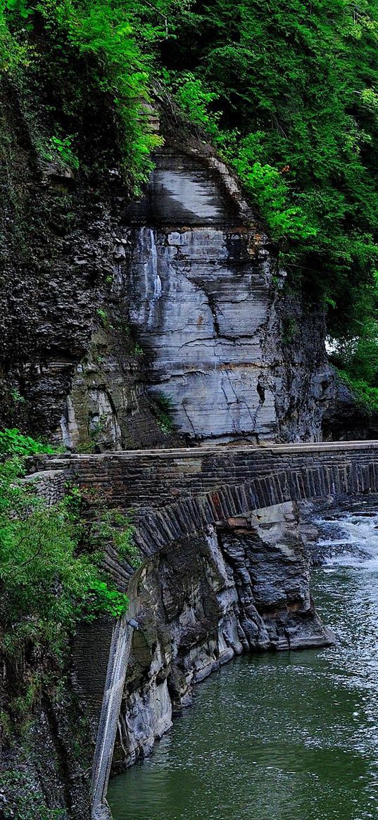 river, rocks, trees, bridges, steps, landscape