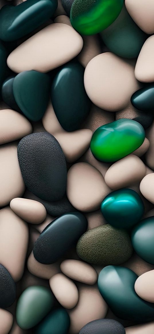 stones, white, green, digital art