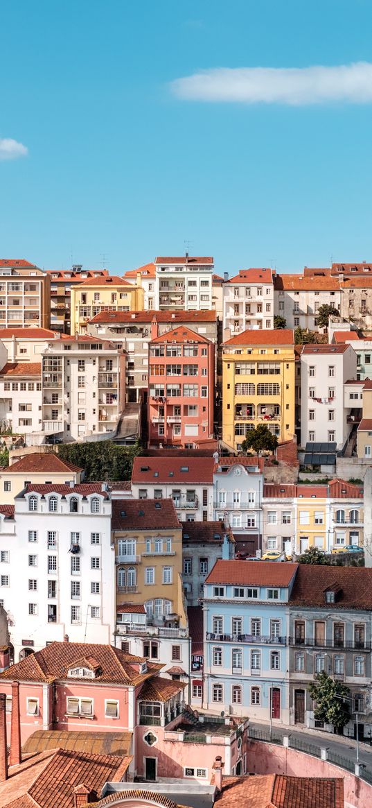 houses, buildings, architecture, city, roofs, road